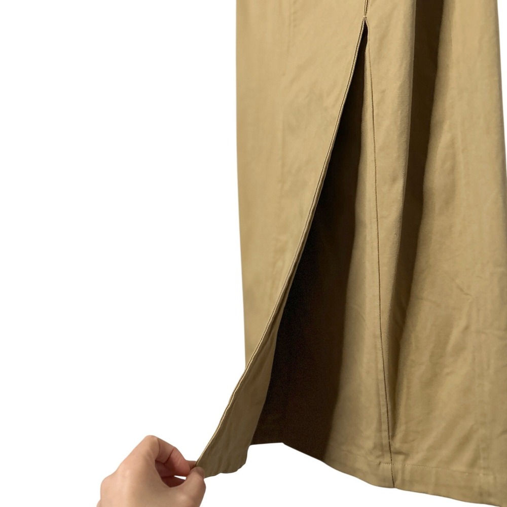 JLUXLABEL Khaki Asymmetric Belted Midi Dress M Strapless Trench Chic NWT No Belt - Picture 11 of 16